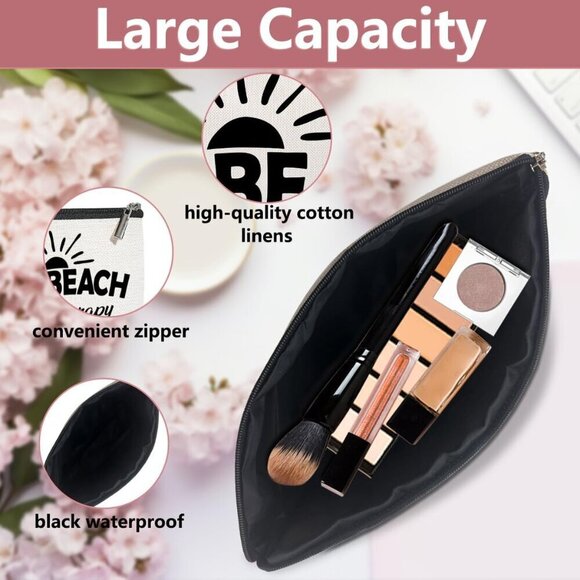 4PCS Beach Vacation Essentials Makeup Bag, Cute Cosmetic Bags for Women, Beach A - Picture 3 of 6